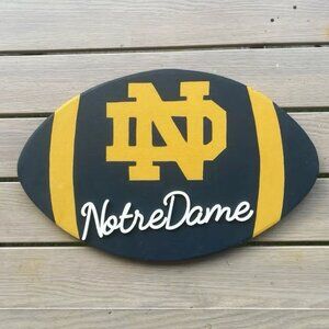 Notre Dame “Go Irish” Logo Football Wood Decor Sign, Design in Team Colors NEW